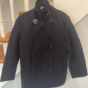 GAP Navy Tailored Peacoat Wool Blend